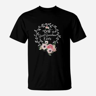 Best Great Grandma Ever For Women Gift Floral Decoration T-Shirt - Seseable