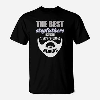 Best Stepfather Beards Tattoo Gift Step Dad Daddy Tee T-Shirt - Seseable
