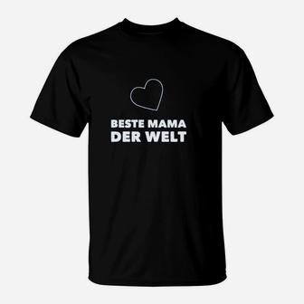 Beste Mama der Welt Schwarzes T-Shirt, Muttertag Herz Design - Seseable