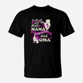 Beste Mama und Oma Damen T-Shirt, Muttertagsgeschenk Aufdruck - Seseable