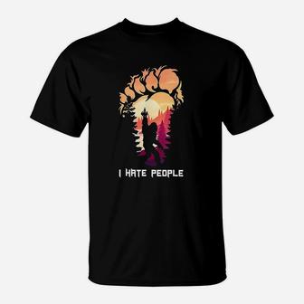 Bigfoot Camping Foot I Hate People Funny New T-Shirt - Seseable