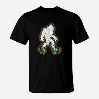 Bigfoot Skates Sasquatch Gift Clothes Vintage Roller Skating T-Shirt - Seseable