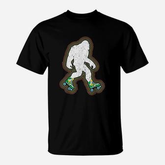 Bigfoot Skates Sasquatch Gift Clothes Vintage Roller Skating T-Shirt - Seseable