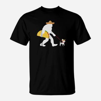 Bigfoot Taco Sombrero Chihuahua Dog Cinco De Mayo T-Shirt - Seseable