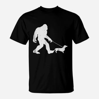 Bigfoot Walking Dachshund Funny Dog Gift T-Shirt - Seseable