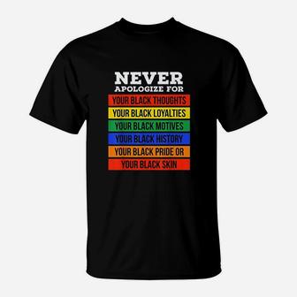 Black History Month Never Apologize For Your Blackness T-Shirt - Seseable