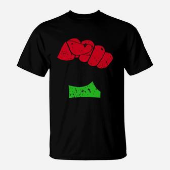 Black History T-shirt Red Black And Green Pride Fist Black T-Shirt - Seseable