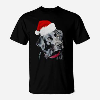 Black Labrador At Christmas T-Shirt - Seseable