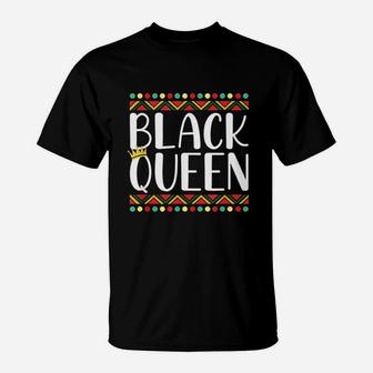 Black Queen African Roots Pride Women Black History Month T-Shirt - Seseable