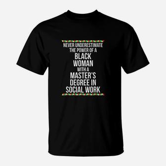Black Queen Msw Social Work Masters Graduation T-Shirt - Seseable