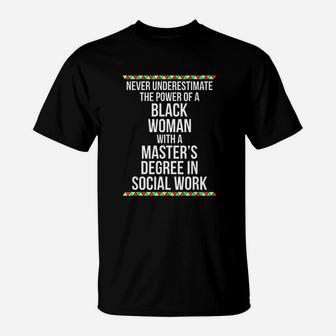 Black Queen Msw Social Work Masters Graduation T-Shirt - Seseable