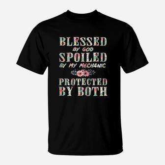 Blessed By God Spoiled By My Mechanic Wife T-Shirt - Seseable