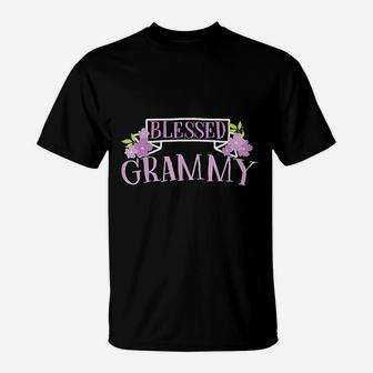 Blessed Grammy Flowers Inspirational Grandma Mothers Day T-Shirt - Seseable
