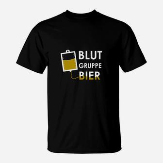 Blutgruppe Bier Herren T-Shirt, Schwarz, Lustiges Party-Shirt - Seseable