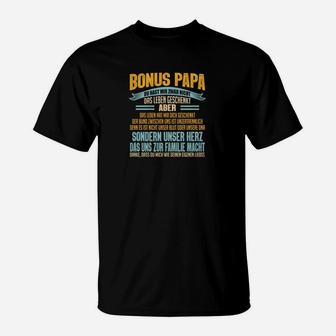 Bonus Papa Spruch Schwarzes T-Shirt, Geschenk für Stiefväter - Seseable