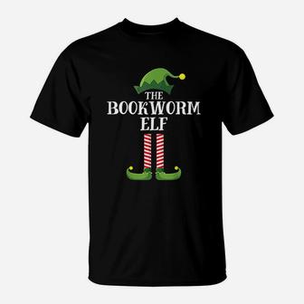 Bookworm Elf Matching Family Group Christmas Party T-Shirt - Seseable