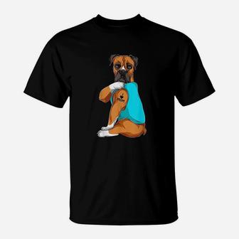 Boxer I Love Mom Tattoo Dog Mom Gifts T-Shirt - Seseable
