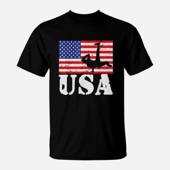 Breakdancing Usa American Flag Vintage T-Shirt - Seseable