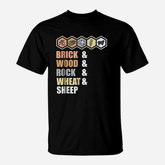 Brick Wood Rock Wheat Sheep Board Game Geek T-Shirt - Seseable