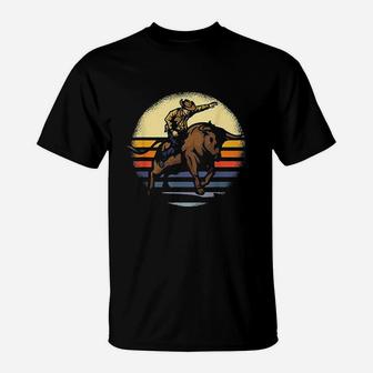 Bull Riding Rodeo Rider Cowboy Western Vintage Retro Gift T-Shirt - Seseable