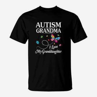 Butterfly Grandma I Love My Granddaughter Hope T-Shirt - Seseable