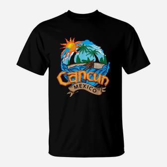 Cancun Mexico Beach Palm Tree Party Destination T-Shirt - Seseable
