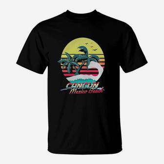Cancun Mexico Beach T Shirt 80's Retro Art Gifts T-Shirt - Seseable