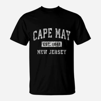 Cape May New Jersey Nj Vintage Established Sports Design T-Shirt - Seseable