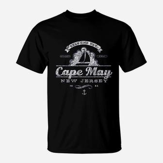 Cape May Nj Sailboat Vintage Nautical Throwback T-Shirt - Seseable