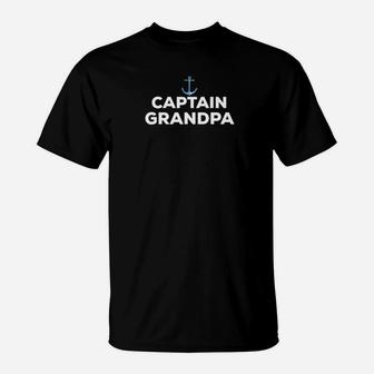 Captain Grandpa Fathers Day Summer Boat Gift T-Shirt - Seseable