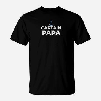 Captain Papa Fathers Day Summer Boat Gift T-Shirt - Seseable