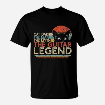 Cat Dad Man Myth Guitar Legend Guitar Player T-Shirt - Seseable