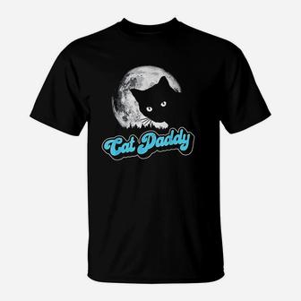 Cat Daddy Vintage Eighties Style Cat Retro Full Moon T-Shirt - Seseable