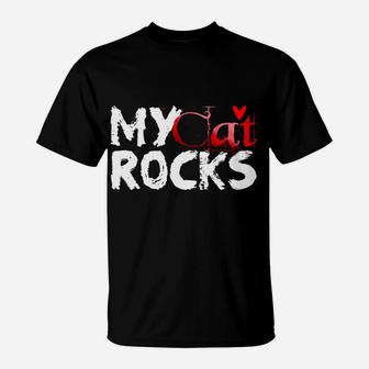 Cat Love Valentine My Cat Rocks Fun Funny T-Shirt - Seseable