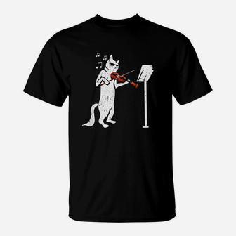 Cat Playing Violin Funny Musical Instrument Violin Pets Gift T-Shirt - Seseable