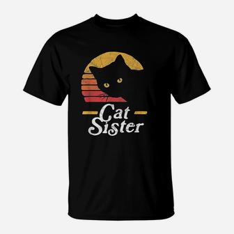 Cat Sister Vintage Eighties Style T-Shirt - Seseable