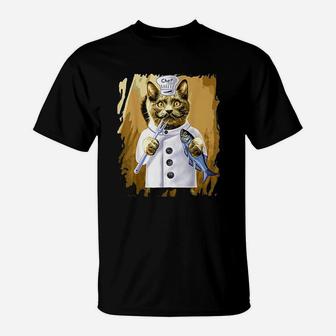Chef Funny Cat Culinary Cooking Guru Kitchen T-Shirt - Seseable