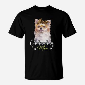 Chihuahua Mom Leopard Print Dog Lovers Gift T-Shirt | Seseable UK