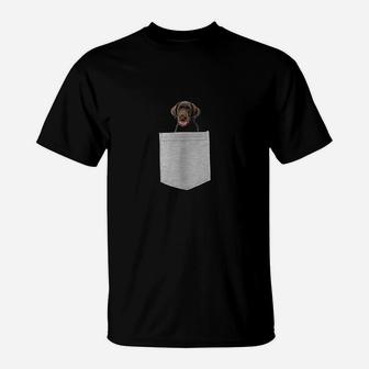 Chocolate Lab Dog In Your Pocket T-Shirt - Seseable