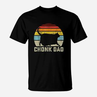 Chonk Cat Dad Scale Meme Funny Retro Style Daddy Cats T-Shirt - Seseable