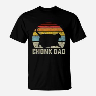 Chonk Cat Dad Scale Meme Funny Retro Style T-Shirt - Seseable