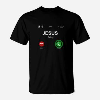 Christian Shirts | Jesus Calling Funny Accept Decline Jesus T-Shirt - Seseable