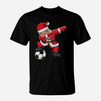 Christmas Dabbing Santa Claus Dab Soccer Player Xmas Gift T-Shirt - Seseable
