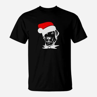 Christmas Grumpy Cute Dog Santa Hat Funny T-Shirt - Seseable