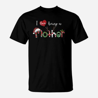 Christmas I Love Being A Mother Black T-Shirt - Seseable