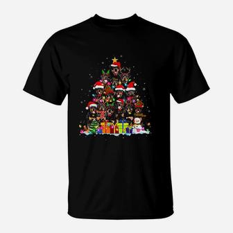Christmas Pajama Rottweiler Tree Xmas Gifts Dog Dad Mom T-Shirt - Seseable