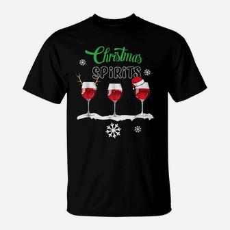 Christmas Spirits Wine Funny Christmas Gift T-Shirt - Seseable