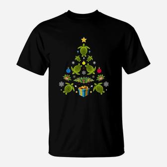 Christmas Tree Sea Turtle Ornaments Gift Sea Turtle Hawaiian T-Shirt - Seseable