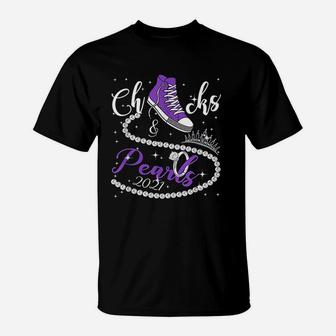 Chucks And Pearls 2021 Hbcu Black Girl Magic Purple Gift T-Shirt - Seseable