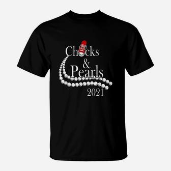 Chucks And Pearls 2021 Hbcu Black Girl Magic Red Gift T-Shirt - Seseable